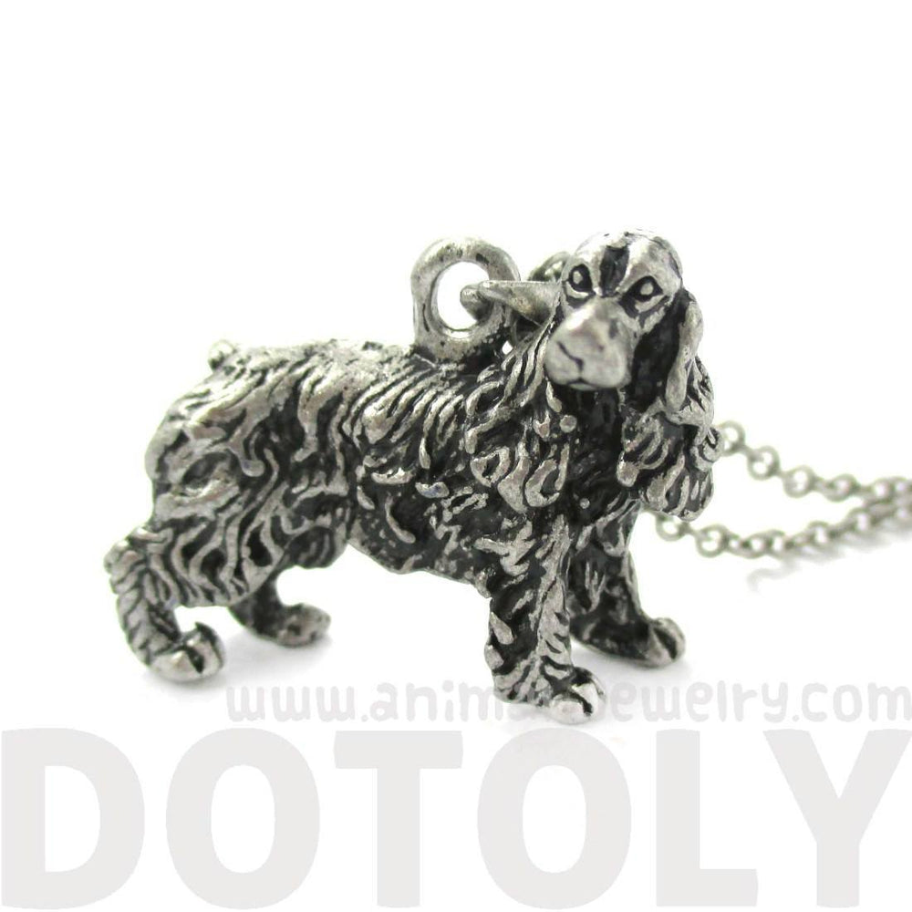 Realistic English Cocker Spaniel Shaped Animal Pendant Necklace in Silver | Jewelry for Dog Lovers | DOTOLY