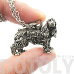Realistic English Cocker Spaniel Shaped Animal Pendant Necklace in Silver | Jewelry for Dog Lovers | DOTOLY