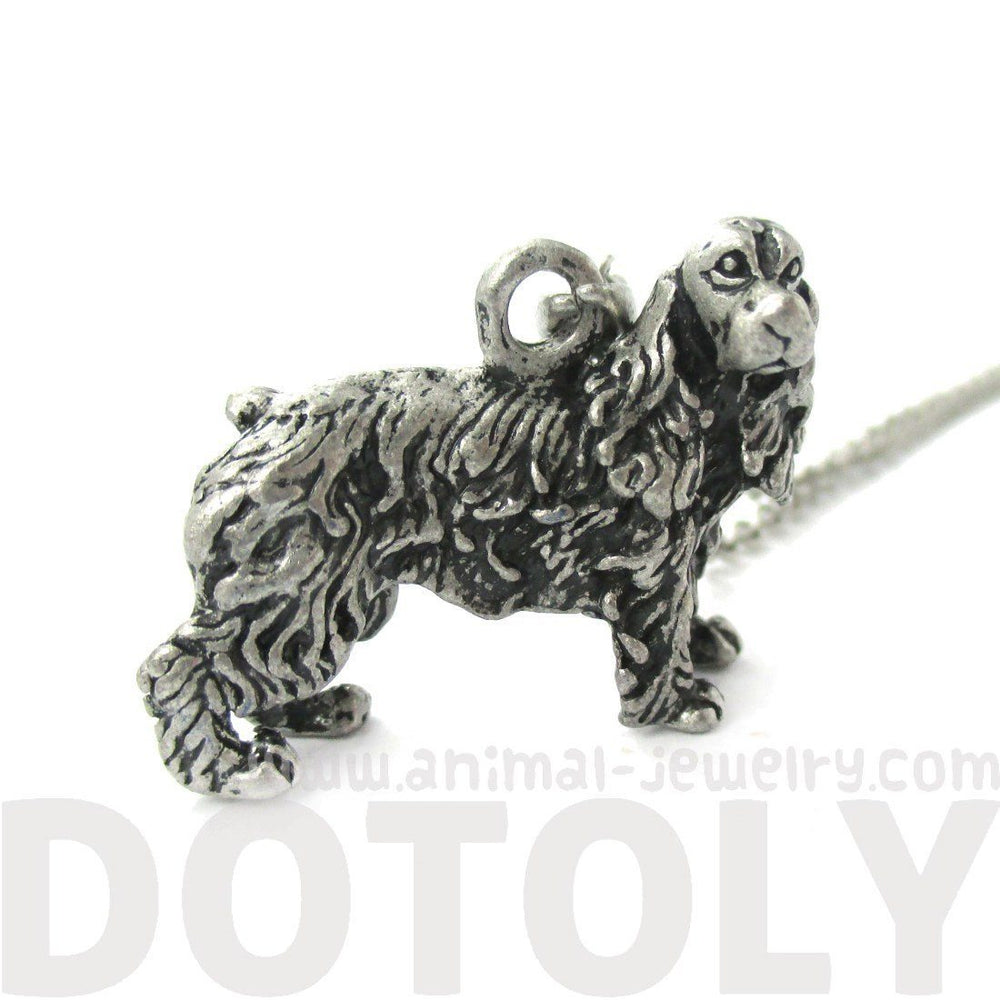 Realistic English Cocker Spaniel Shaped Animal Pendant Necklace in Silver | Jewelry for Dog Lovers | DOTOLY
