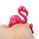 Realistic Flamingo Bird Shaped Animal Wrap Around Ring in Pink | Sizes 4 to 9 Available | DOTOLY