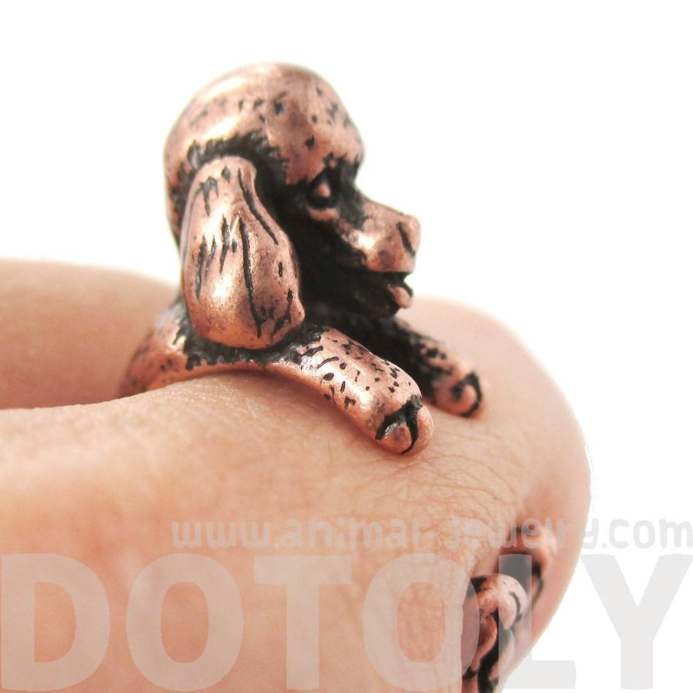 Realistic French Poodle Shaped Animal Wrap Ring in Copper | Sizes 4 to 8.5 | DOTOLY