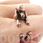 Realistic French Poodle Shaped Animal Wrap Ring in Copper | Sizes 4 to 8.5 | DOTOLY