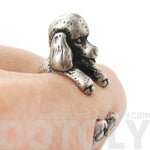 Realistic French Poodle Shaped Animal Wrap Ring in Silver | Sizes 4 to 8.5 | DOTOLY