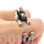 Realistic French Poodle Shaped Animal Wrap Ring in Silver | Sizes 4 to 8.5 | DOTOLY