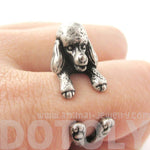 Realistic French Poodle Shaped Animal Wrap Ring in Silver | Sizes 4 to 8.5 | DOTOLY