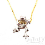 Realistic Frog Pendant Dangling on a Chain Necklace in Silver | Animal Jewelry | DOTOLY