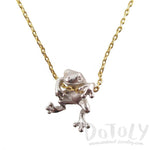 Realistic Frog Pendant Dangling on a Chain Necklace in Silver | Animal Jewelry | DOTOLY