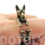 Realistic German Shepherd Shaped Animal Wrap Ring in Brass | Sizes 4 to 8.5 | DOTOLY