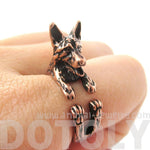 Realistic German Shepherd Shaped Animal Wrap Ring in Copper | Sizes 4 to 8.5 | DOTOLY