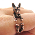 Realistic German Shepherd Shaped Animal Wrap Ring in Copper | Sizes 4 to 8.5 | DOTOLY