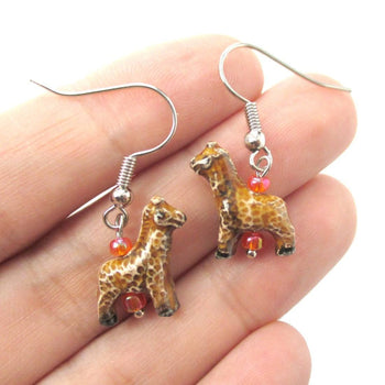 Realistic Giraffe Shaped Porcelain Ceramic Animal Dangle Earrings | Handmade | DOTOLY