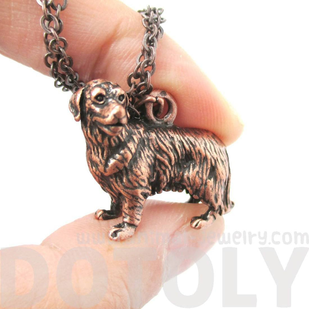 Realistic Golden Retriever Puppy Dog Shaped Animal Pendant Necklace in Copper | DOTOLY
