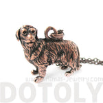 Realistic Golden Retriever Puppy Dog Shaped Animal Pendant Necklace in Copper | DOTOLY