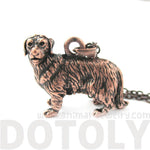 Realistic Golden Retriever Puppy Dog Shaped Animal Pendant Necklace in Copper | DOTOLY