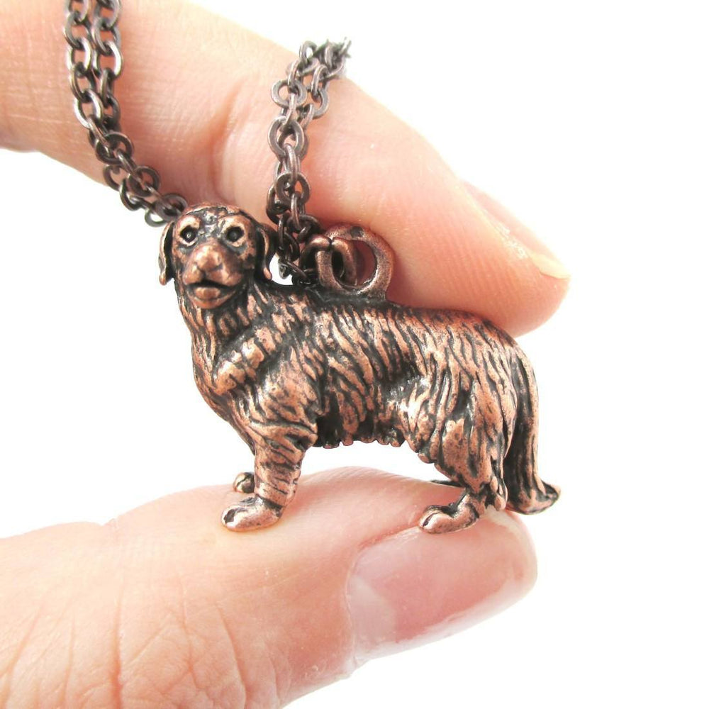 Realistic Golden Retriever Puppy Dog Shaped Animal Pendant Necklace in Copper | DOTOLY