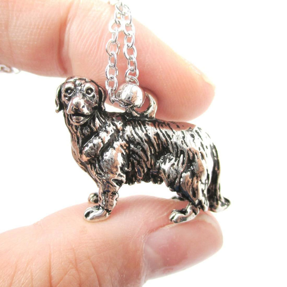 Realistic Golden Retriever Puppy Pendant in Shiny Silver | Jewelry for Dog Lovers | DOTOLY