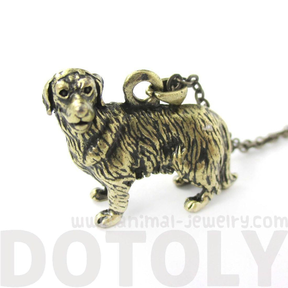 Realistic Golden Retriever Puppy Dog Necklace in Brass | Jewelry for Dog Lovers | DOTOLY