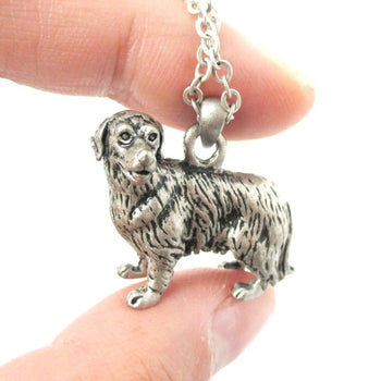 Realistic Golden Retriever Puppy Dog Shaped Animal Pendant Necklace in Silver | DOTOLY