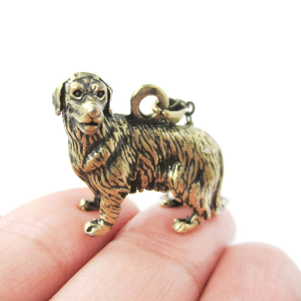 Realistic Golden Retriever Puppy Dog Necklace in Brass | Jewelry for Dog Lovers | DOTOLY