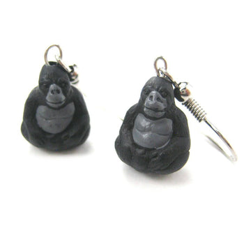 Realistic Gorilla Shaped Porcelain Ceramic Animal Dangle Earrings | Handmade | DOTOLY