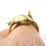 Realistic Great White Shark Shaped Animal Wrap Ring in Brass | US Size 6 to 9 | DOTOLY