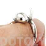 Realistic Great White Shark Shaped Animal Wrap Ring in Silver | US Size 6 to 9 | DOTOLY