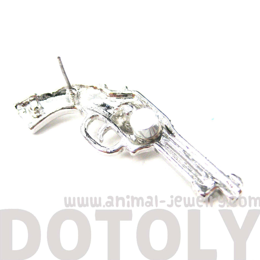 Realistic Gun Pistol Shaped Stud Earring Cuff in Shiny Silver | DOTOLY | DOTOLY