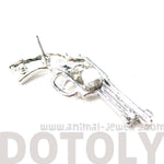 Realistic Gun Pistol Shaped Stud Earring Cuff in Shiny Silver | DOTOLY | DOTOLY