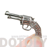 Realistic Gun Pistol Shaped Stud Earring Cuff in Shiny Silver | DOTOLY | DOTOLY