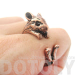 Realistic Hamster Gerbil Guinea Pig Shaped Animal Wrap Around Ring in Copper | US Sizes 4 to 8.5 | DOTOLY