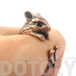 Realistic Hamster Gerbil Guinea Pig Shaped Animal Wrap Around Ring in Copper | US Sizes 4 to 8.5 | DOTOLY