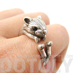 Realistic Hamster Gerbil Shaped Animal Wrap Ring in Silver | US Size 6 to 9 | DOTOLY
