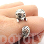 Realistic Hedgehog Porcupine Shaped Animal Wrap Ring in Silver | US Size 6 to 9 | DOTOLY