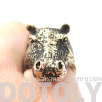 Realistic Hippo hippopotamus Shaped Animal Ring in Gold | US Size 7 and 8 | DOTOLY
