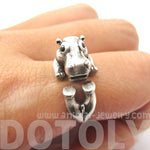 Realistic Hippo Hippopotamus Shaped Animal Wrap Ring in Silver | US Size 6 to 9 | DOTOLY