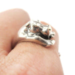 Realistic Hippo Shaped Animal Wrap Around Ring in 925 Sterling Silver | US Sizes 4 to 8.5 | DOTOLY