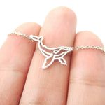 Realistic Humpback Whale Animal Dye Cut Outline Charm Necklace in Silver | DOTOLY | DOTOLY