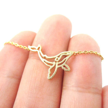 Realistic Humpback Whale Silhouette Animal Charm Necklace in Gold | DOTOLY | DOTOLY