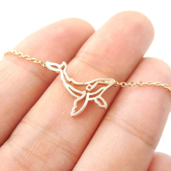 Realistic Humpback Whale Silhouette Animal Charm Necklace in Rose Gold | DOTOLY | DOTOLY