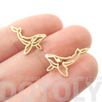 Realistic Humpback Whale Silhouette Animal Stud Earrings in Gold | DOTOLY | DOTOLY