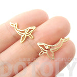 Realistic Humpback Whale Silhouette Animal Stud Earrings in Gold | DOTOLY | DOTOLY