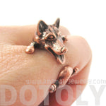 Realistic Husky Puppy Shaped Animal Wrap Ring in Copper | Sizes 6 to 9 | DOTOLY