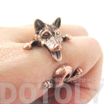 Realistic Husky Puppy Shaped Animal Wrap Ring in Copper | Sizes 6 to 9 | DOTOLY