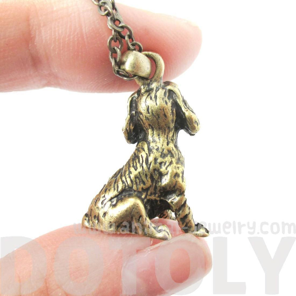 Realistic King Charles Spaniel Shaped Animal Pendant Necklace in Brass | Jewelry for Dog Lovers | DOTOLY