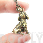 Realistic King Charles Spaniel Shaped Animal Pendant Necklace in Brass | Jewelry for Dog Lovers | DOTOLY