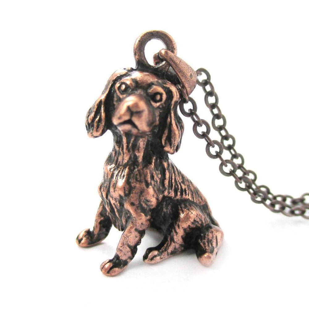 Realistic King Charles Spaniel Shaped Animal Pendant Necklace in Copper | Jewelry for Dog Lovers | DOTOLY