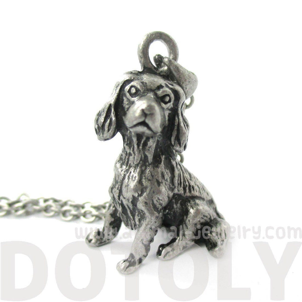 Realistic King Charles Spaniel Shaped Animal Pendant Necklace in Silver | Jewelry for Dog Lovers | DOTOLY