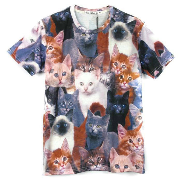 Realistic Kitty Cat Photo Collage Print Graphic T-Shirt – DOTOLY