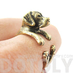 Realistic Labrador Retriever Shaped Animal Wrap Ring in Brass | Sizes 4 to 8.5 | DOTOLY