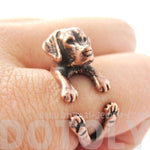 Realistic Labrador Retriever Shaped Animal Wrap Ring in Copper | Sizes 4 to 8.5 | DOTOLY